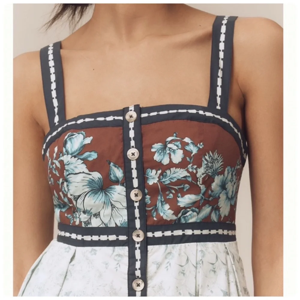 NWT Anthropologie Maeve Sleeveless Square-Neck Button-Front Midi Dress, L - Picture 14 of 14